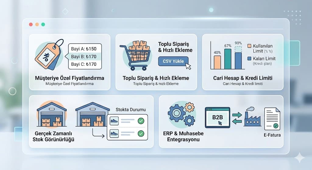 İşletmeler arası online sipariş akışı ve bayi portali iş süreci