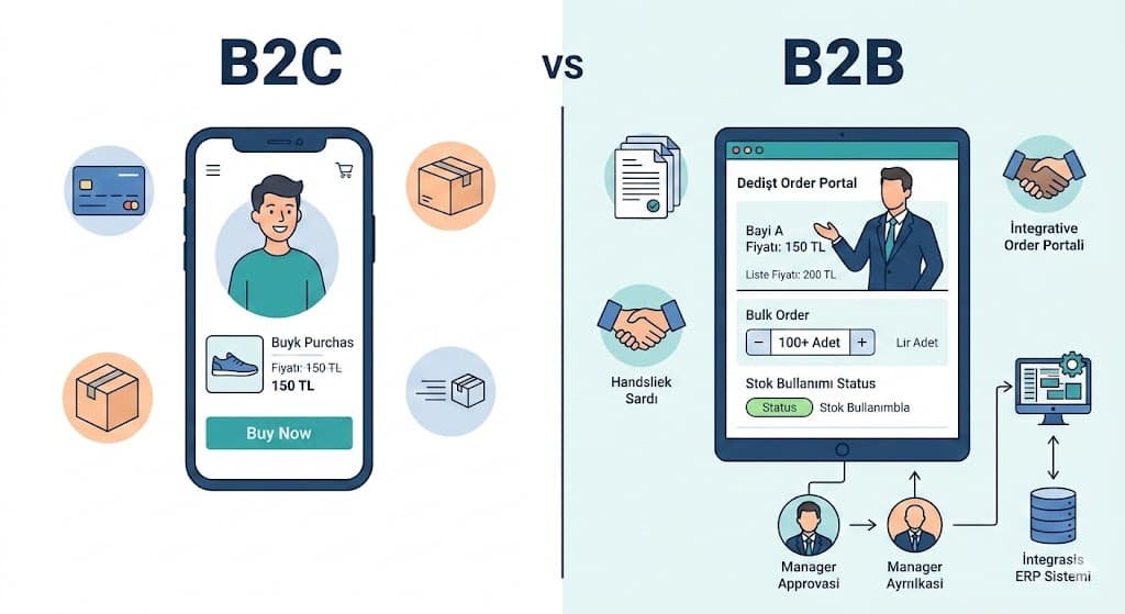 B2B e-ticaret platformu entegrasyon özellikleri ERP ve stok bağlantısı