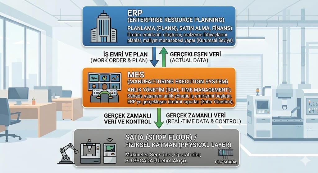 mes nedir üretim yürütme sistemi fabrika yazilimi secim rehberi