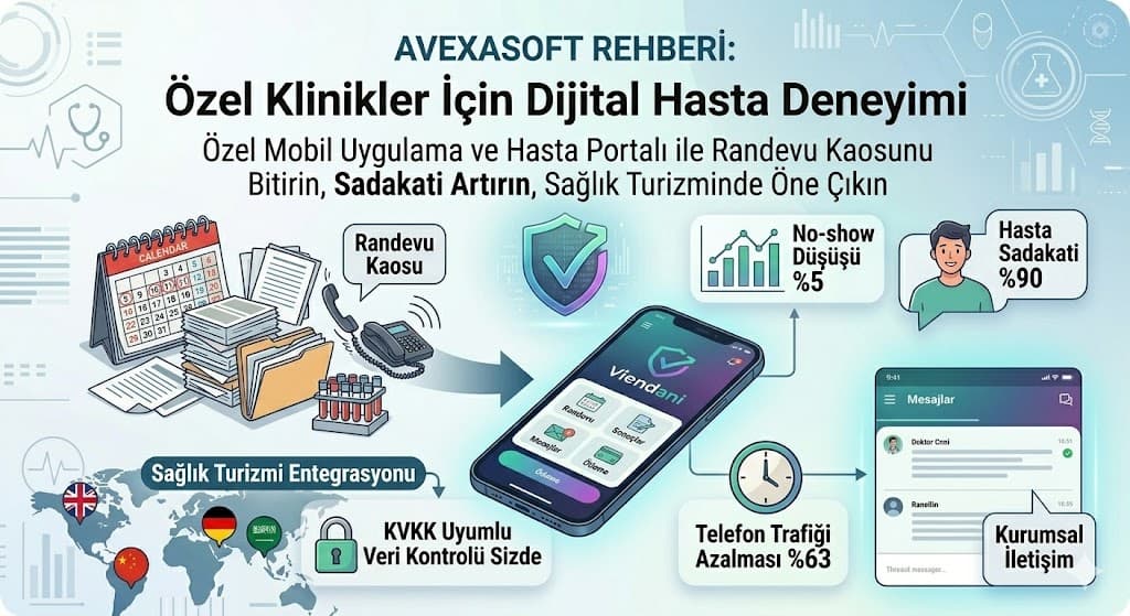 kliniklerde hasta sadakati özel mobil uygulama hasta portalı randevu yönetimi klinik dijital dönüşüm