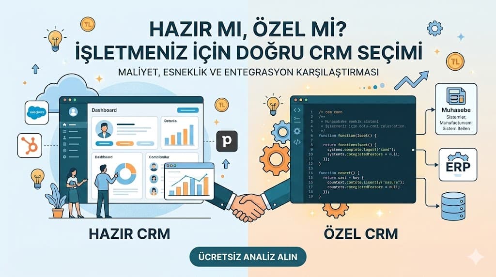 özel CRM ve hazır CRM Salesforce HubSpot karşılaştırma müşteri ilişkileri yönetimi
