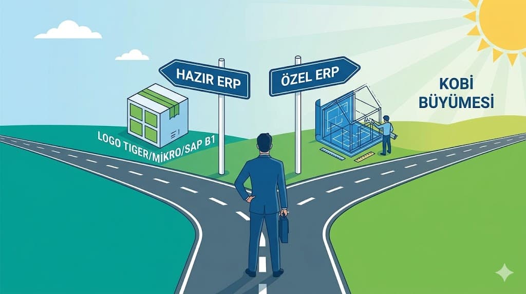 Özel ERP ve hazır ERP karşılaştırması KOBİ'ler için maliyet özelleştirme ve seçim kriterleri