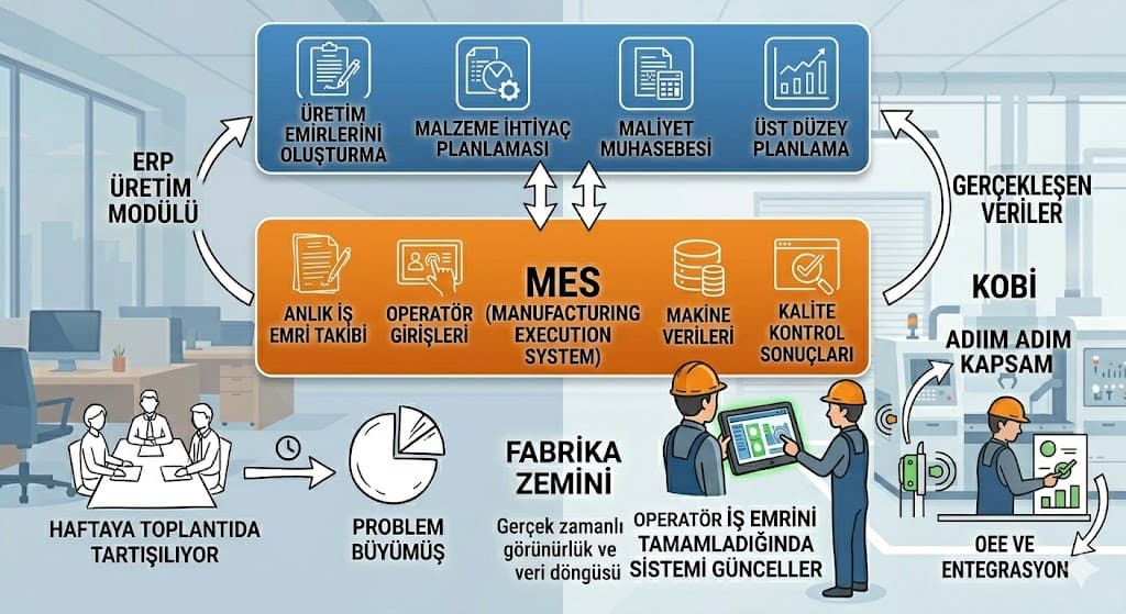 mes modulleri atölye yönetimi kalite kontrol stok yönetimi