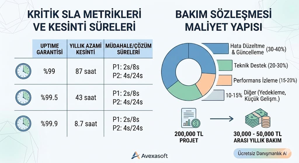 yazılım bakım sözleşmesi kapsam detayları güncelleme ve destek