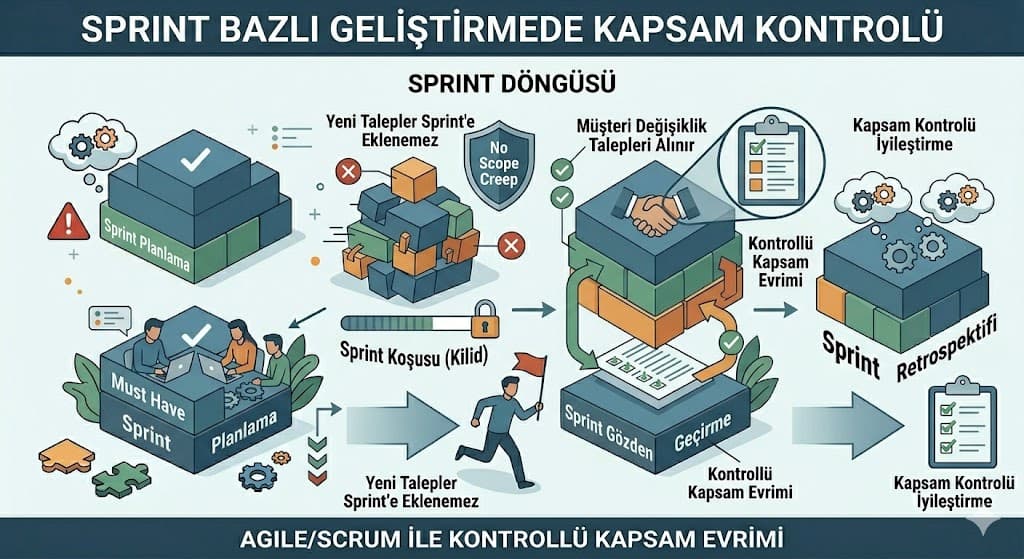Yazılım projesinde kapsam kayması önleme yöntemleri proje yönetimi araçları entegrasyonu