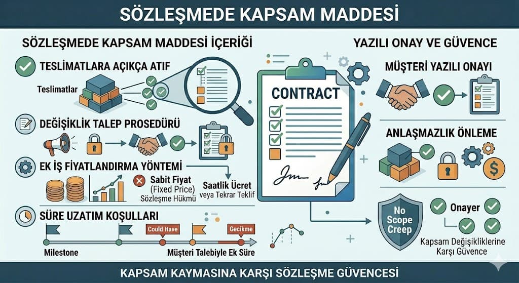 Yazılım projesinde kapsam kayması önleme yöntemleri ekip içi iletişim ve onay mekanizmaları